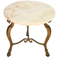 Gilded Iron Accent Table with Onyx Top