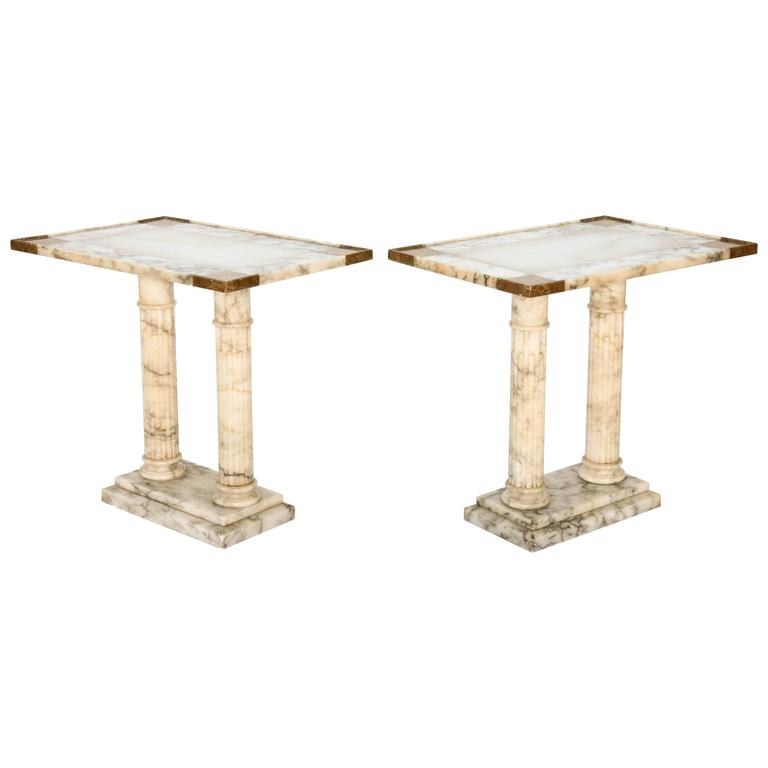 Pair of Italian Marble End Tables For Sale at 1stdibs