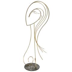 Curtis Jere, Female Face-Silhouette Sculpture in Brass and Steel