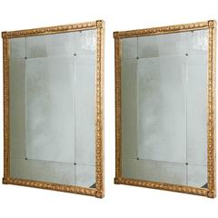 Pair of Neoclassical, Hollywood-Regency, Louis XVI Style Giltwood Mirrors