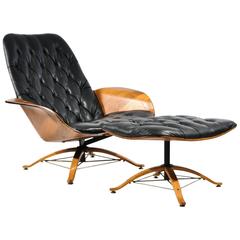 1960s Luxe Lounge Chair and Ottoman by George Mulhauser for Plycraft