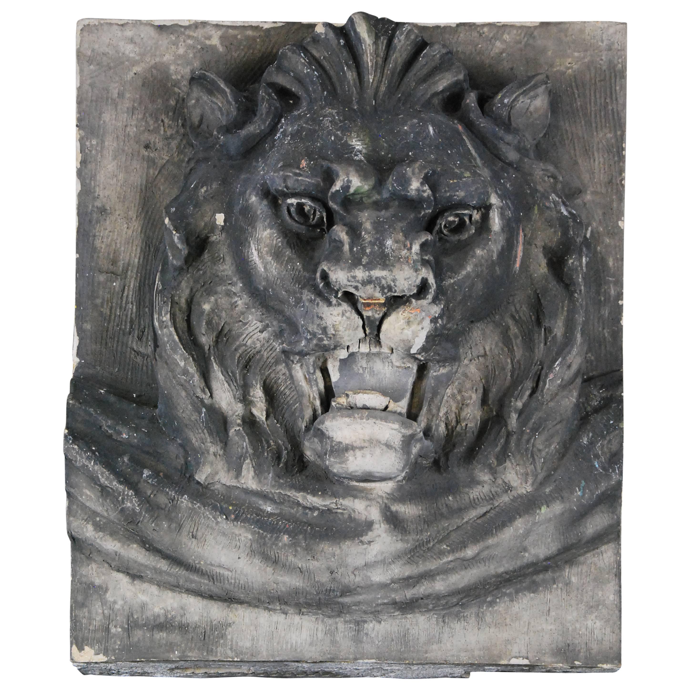 NYC Historical carved Architectural Limestone Lion face
