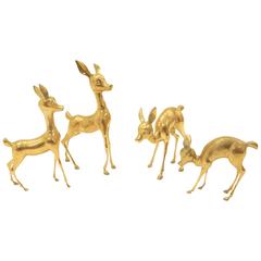 Vintage Whimsical Large Brass Deer Sculpture Herd "Bambi" circa 1970s