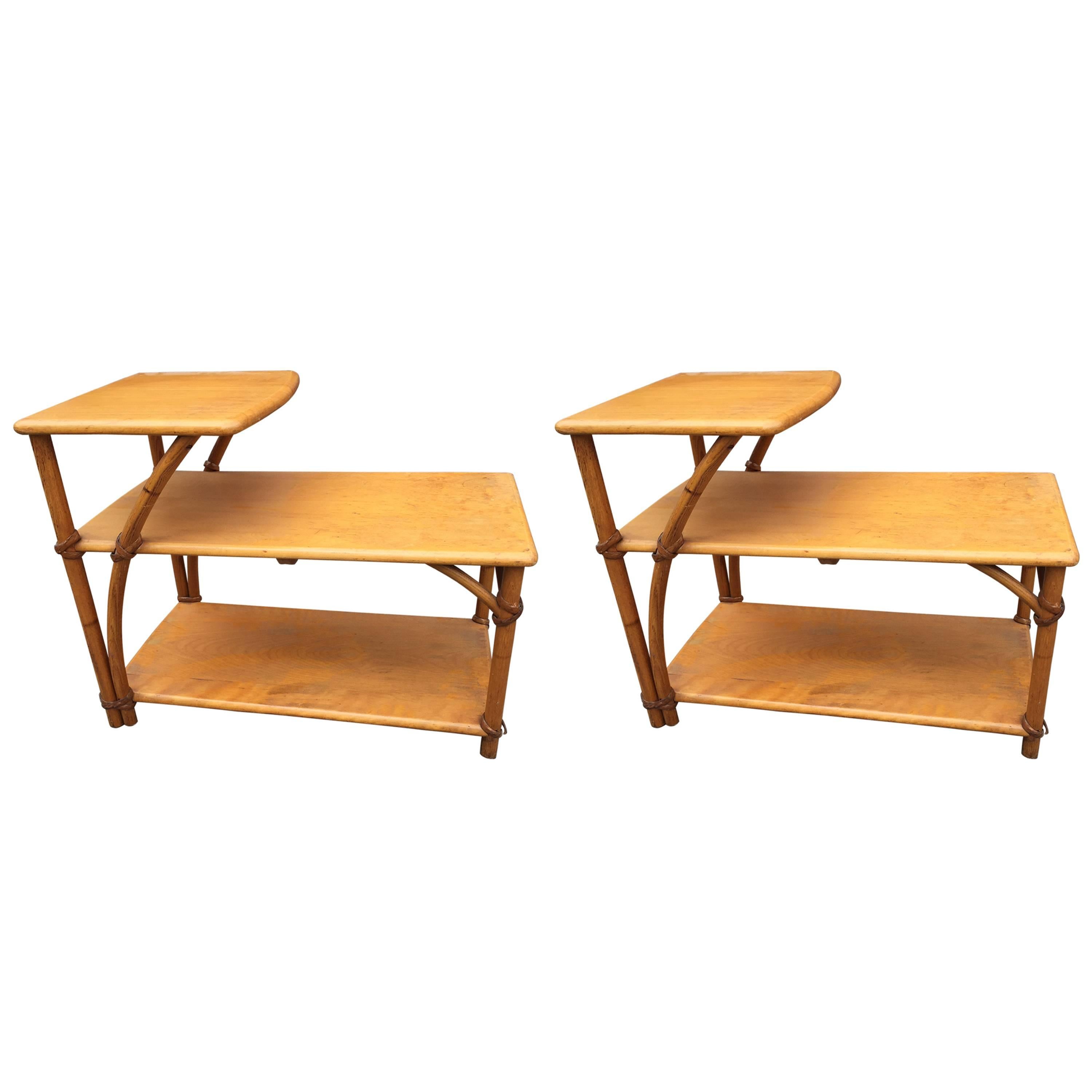 Pair of Vintage Heywood-Wakefield Side Tables, American, Mid-20th Century For Sale