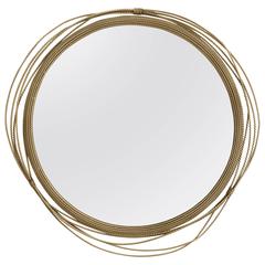 European Modern Brass Round Kayan Mirror by Brabbu