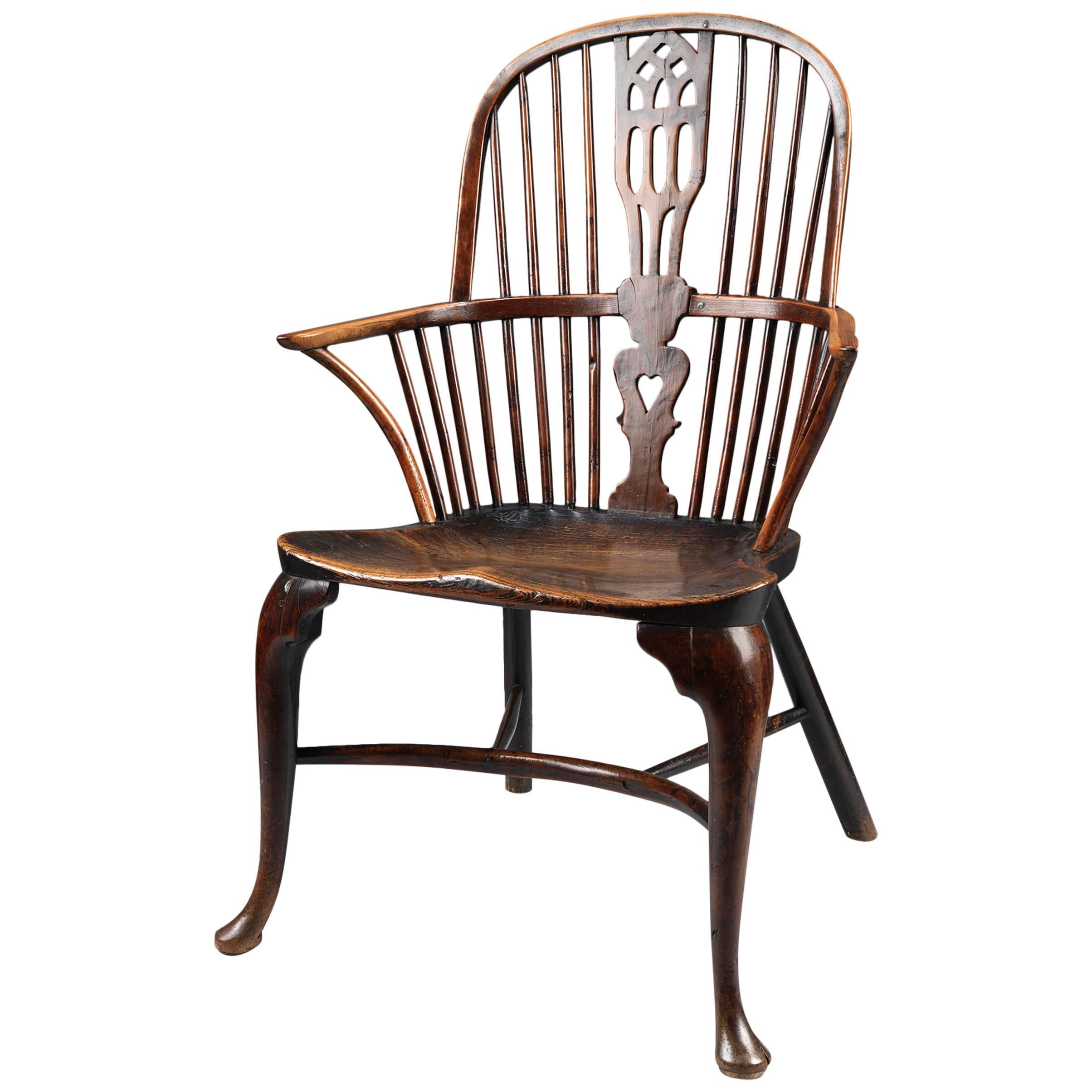 18th Century Cabriole Leg Windsor Bow Back Chair