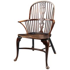 Antique 18th Century Cabriole Leg Windsor Bow Back Chair