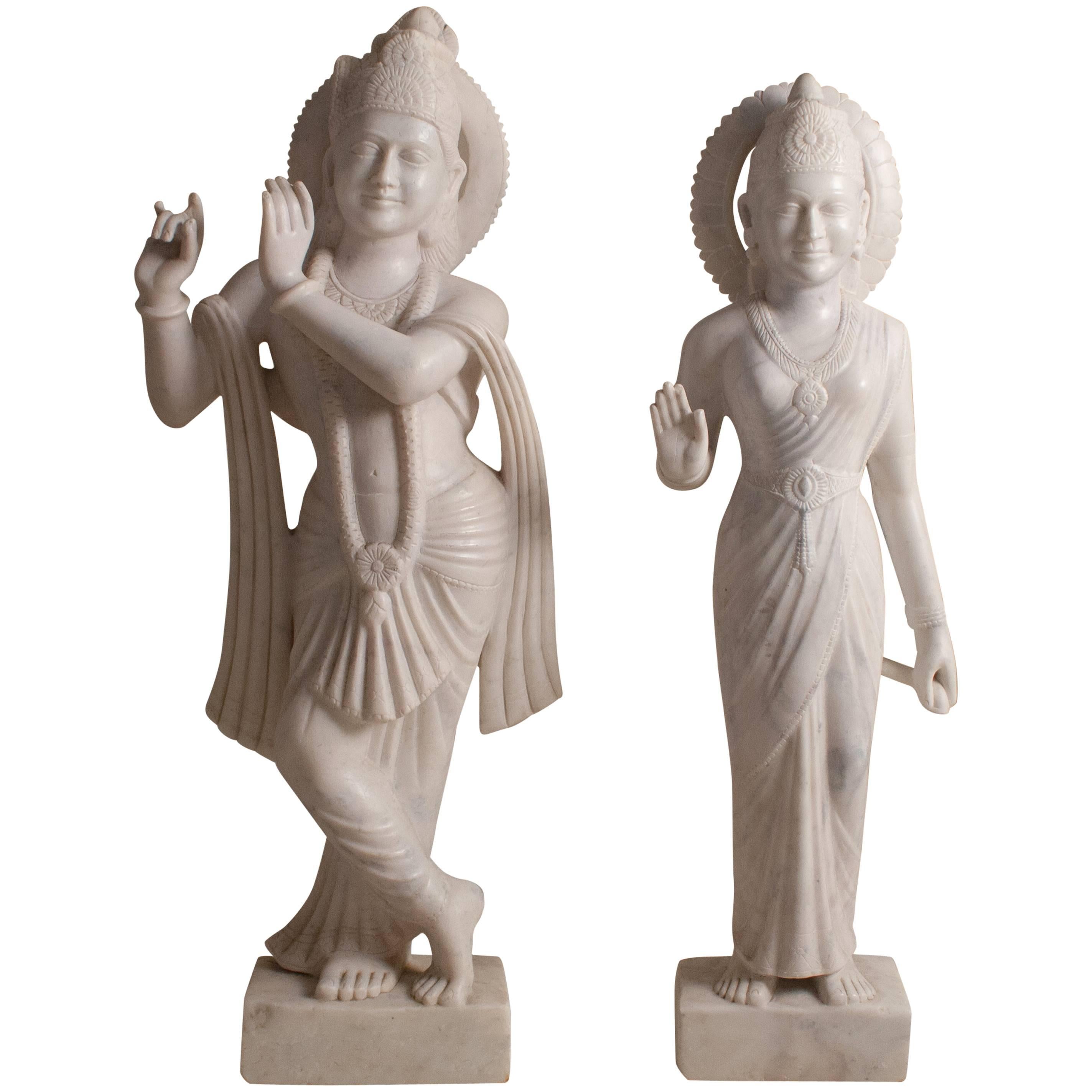 White Marble Radha Krishna Statues