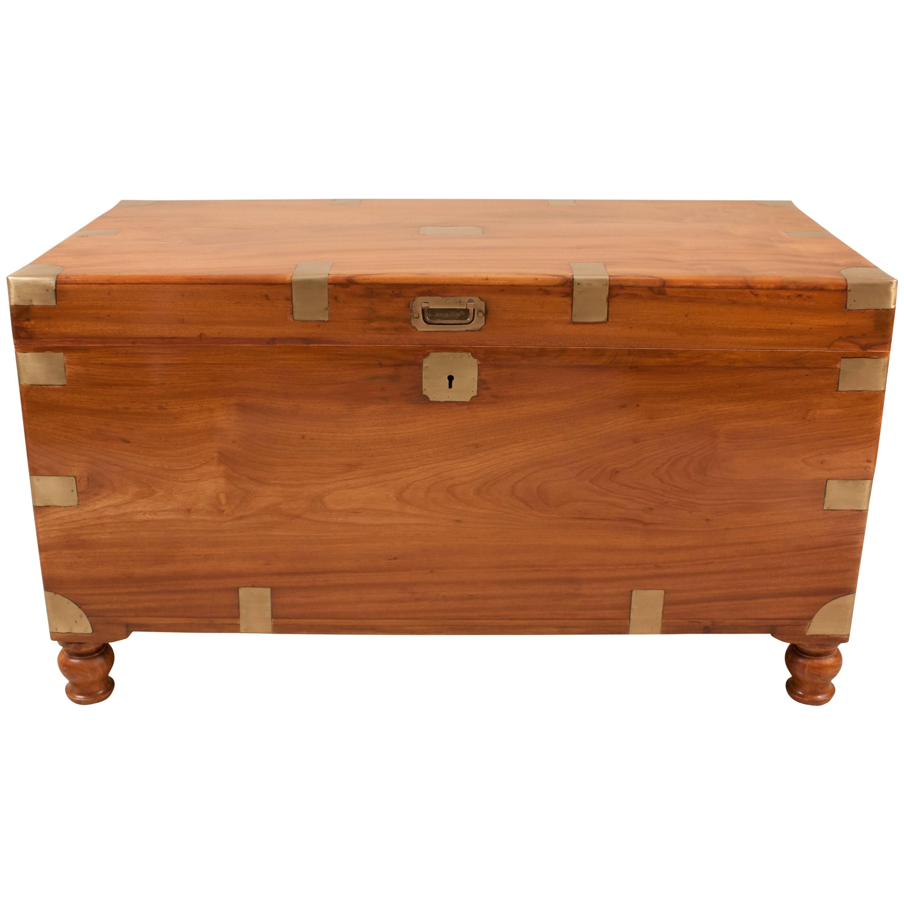 Large 19th Century English Camphor Wood Captain's Chest or Trunk
