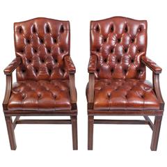 Pair of English Handmade Gainsborough Leather Desk Chairs 4