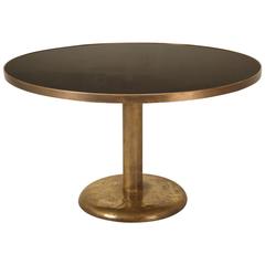 Brass and Black Glass Dining Table