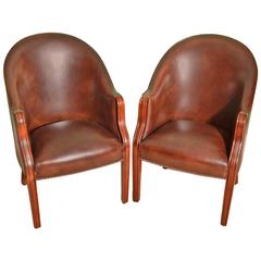 Pair of English Handmade Leather Desk Chairs 3
