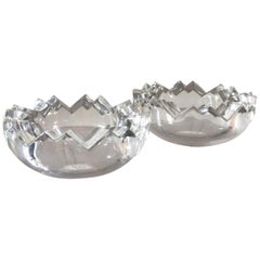 Modernist Pair of Solid Crystal "Vide Poche" or Ashtrays by Rosenthal, Germany