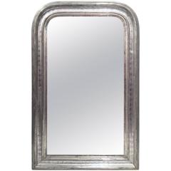 19th Century French Louis Philippe Silver Leaf Mirror
