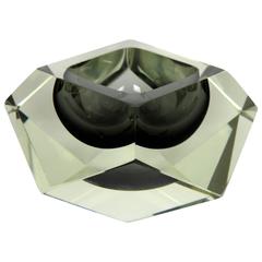 Unusual Flavio Poli Sommerso Faceted Murano Glass Giant Bowl