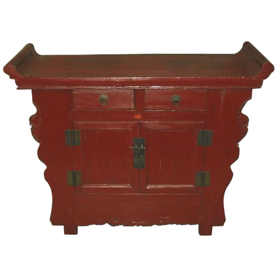 19th Century Chinese Carved Red Lacquer Coffer For Sale