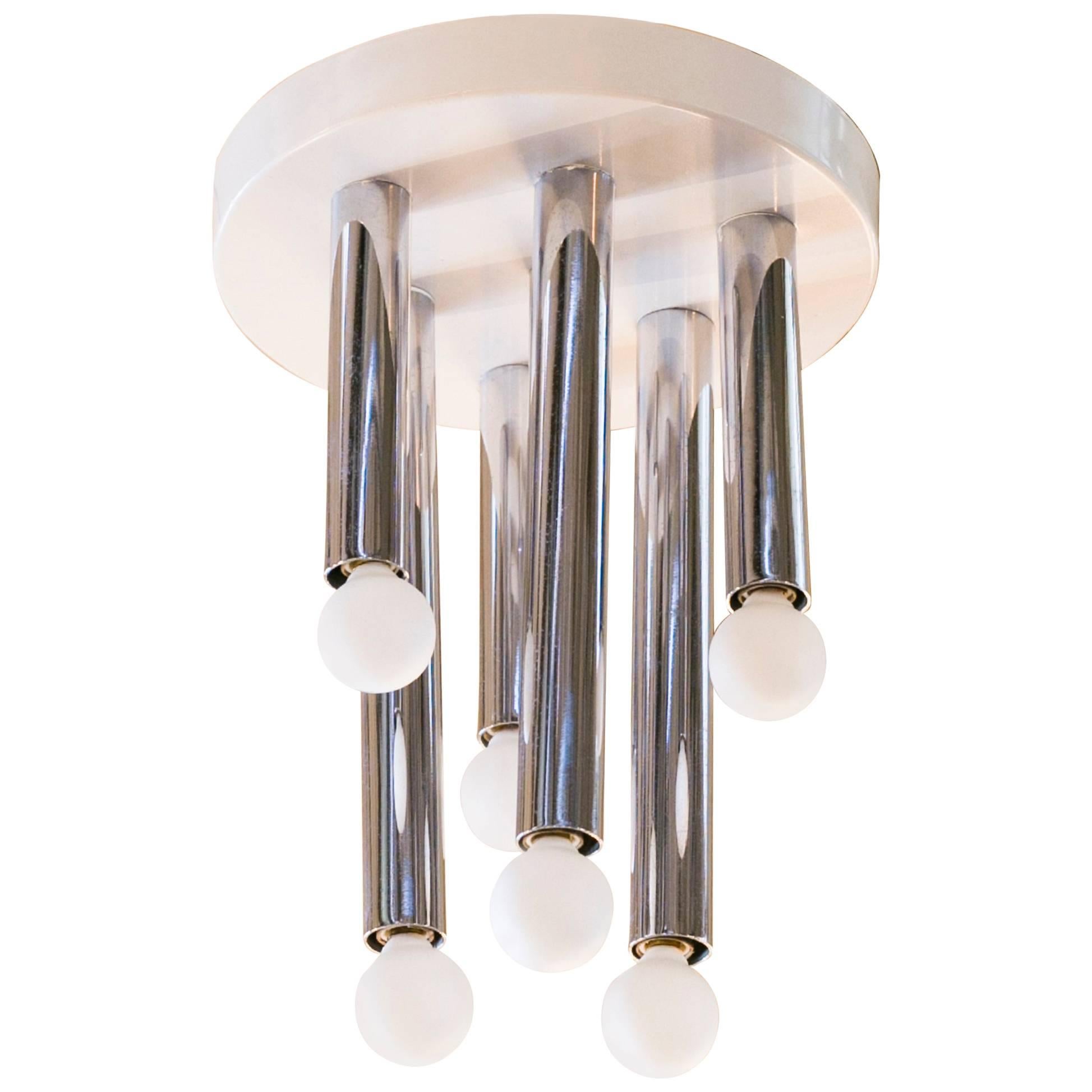 Mid-Century Modern Chrome Ceiling Mount Light Attributed to Sciolari, circa 1960