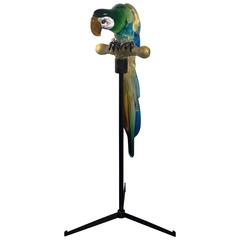 Colorful Cenedese Elaborate Murano Glass Parrot on Brass Stand