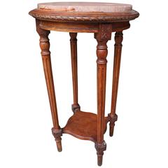 19th Century French Louis XVI Round Side Table with Marble Top