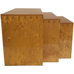 Sleek French Burlwood Nesting Tables