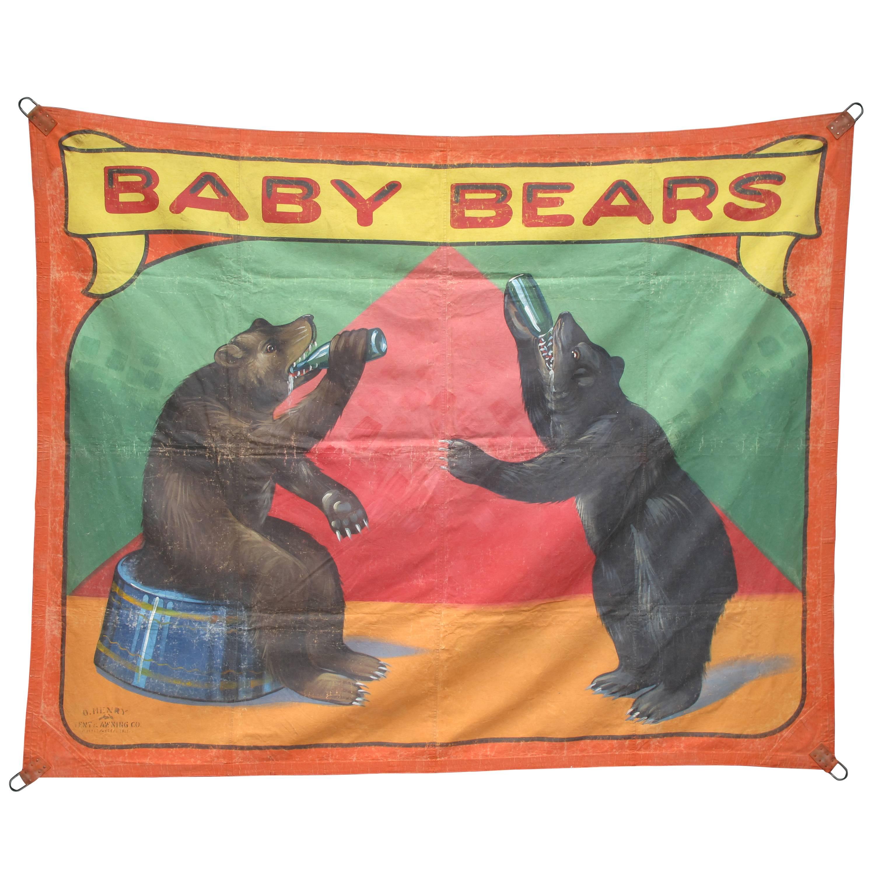 Thirsty Baby Bears Carnival Sideshow Banner For Sale