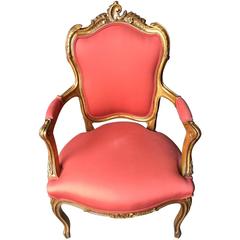 Antique Carved Giltwood Chair, France, 19th Century 9