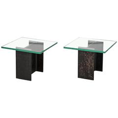 Used Gerald McCabe "Series I" I-Beam Steel and Glass Side Tables for Eon Furniture