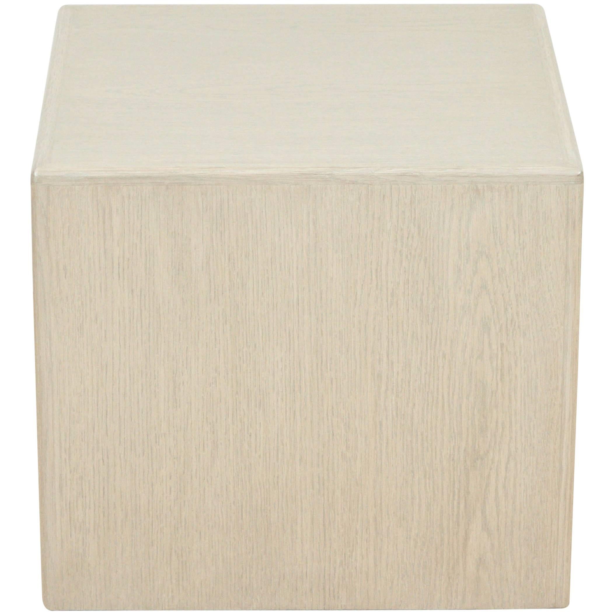 Small Whitewashed Oak Cube Table by Lawson-Fenning
