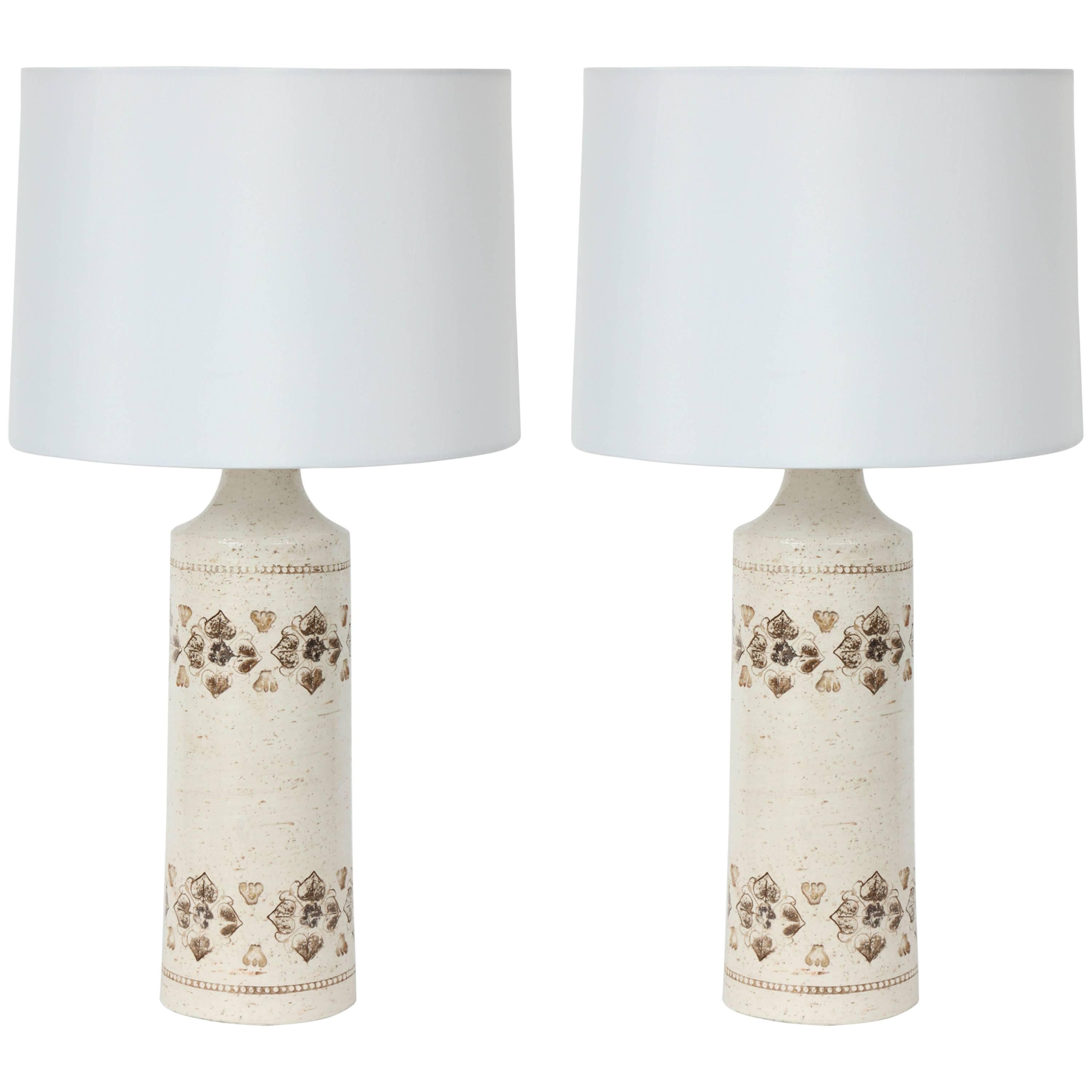 Pair of Bone White Glazed Ceramic Lamps by Bitossi