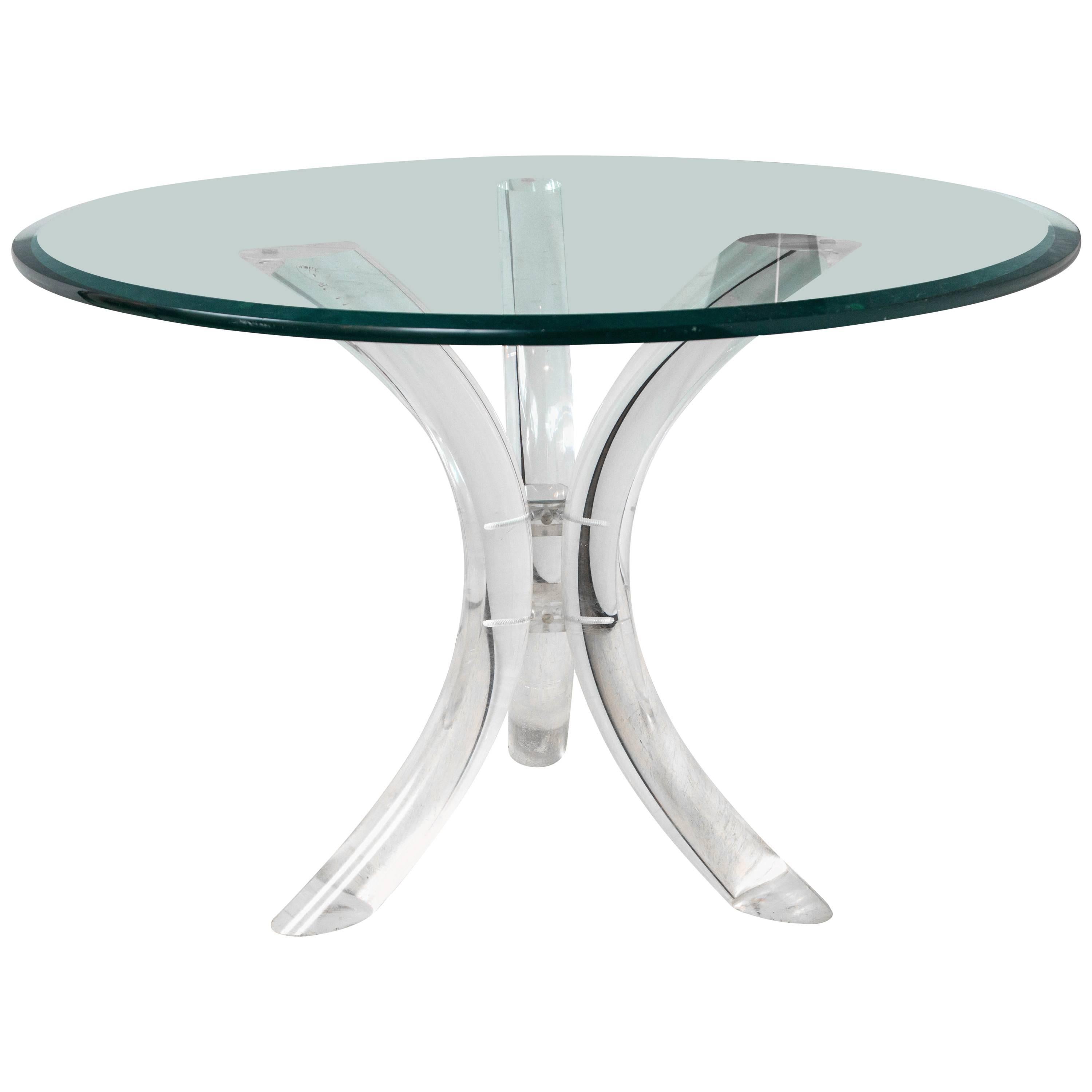 Lucite Table with Beveled Glass