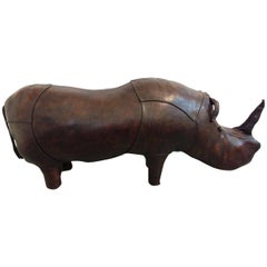 Large Leather Rhino Footstool by Omersa for Abercrombie & Fitch; La Porte
