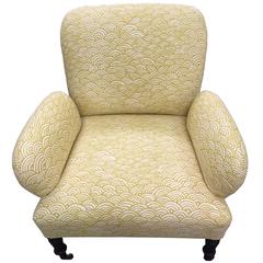 Antique French Chair with Casters, Reupholstered in Lulu DK's Bungalow Fabric