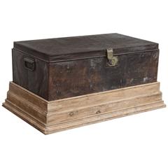 Early 20th Century Metal Trunk Set into Plinth