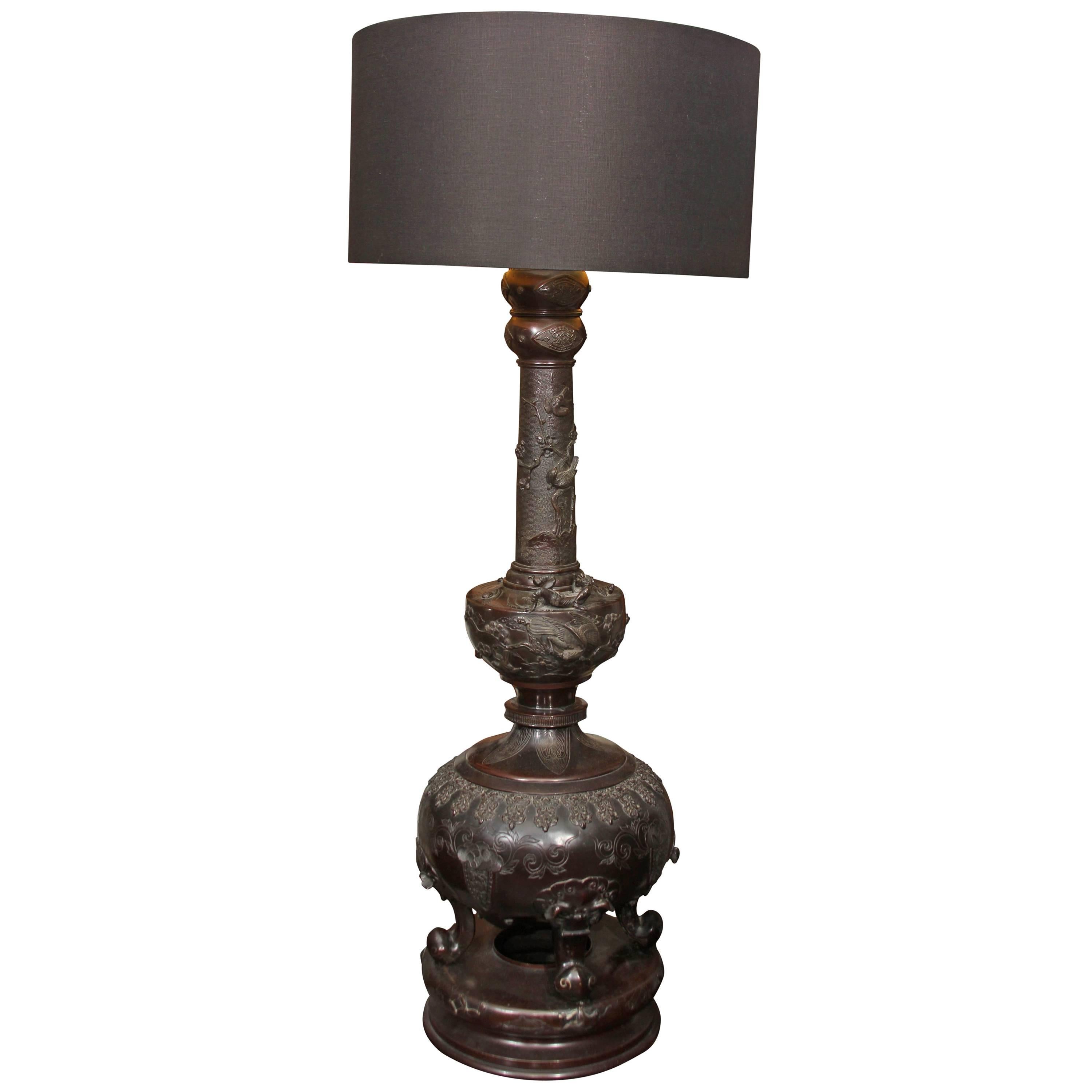 Japanese Bronze Lamp