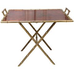 French Brass and Burled Walnut Adjustable Cocktail or Side Table 8