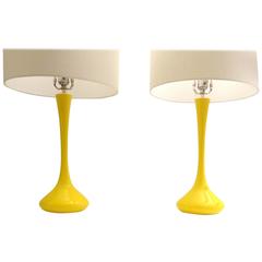 1950s Mid-Century Modern Pair of Laurel Table Lamps in Yellow