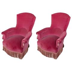 Pair of French 19th Century Napoleon III Armchairs w Contrasting Bullion Fringe 8