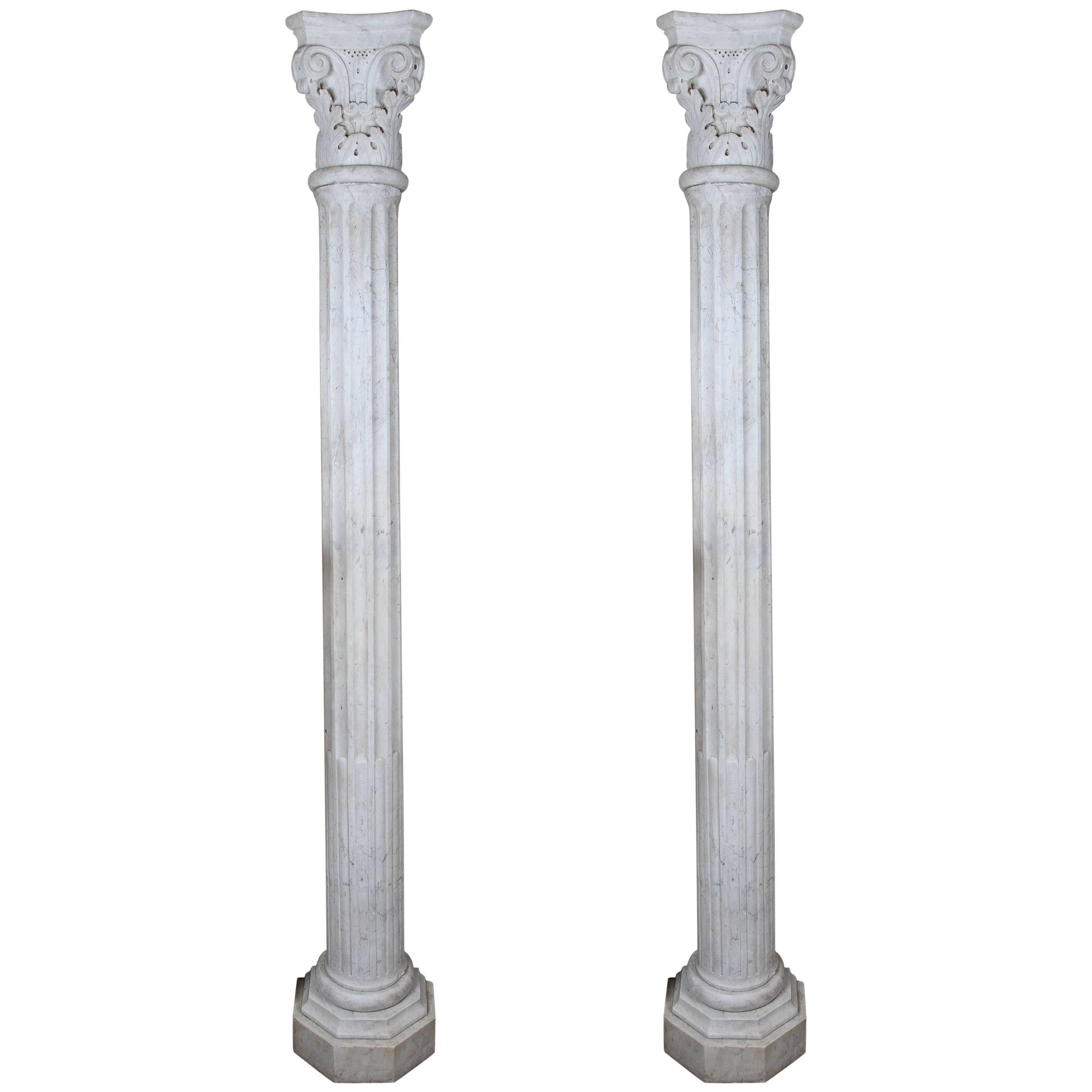 Pair of Early 19th Century Carved Marble Columns