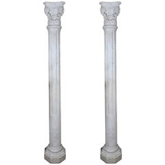 Antique Pair of Early 19th Century Carved Marble Columns