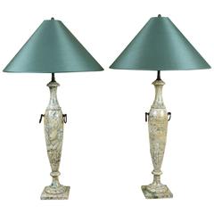 A Pair of Italian Marble Lamps, 20th Century