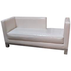 Mid-Century Patent Vinyl Settee Loveseat