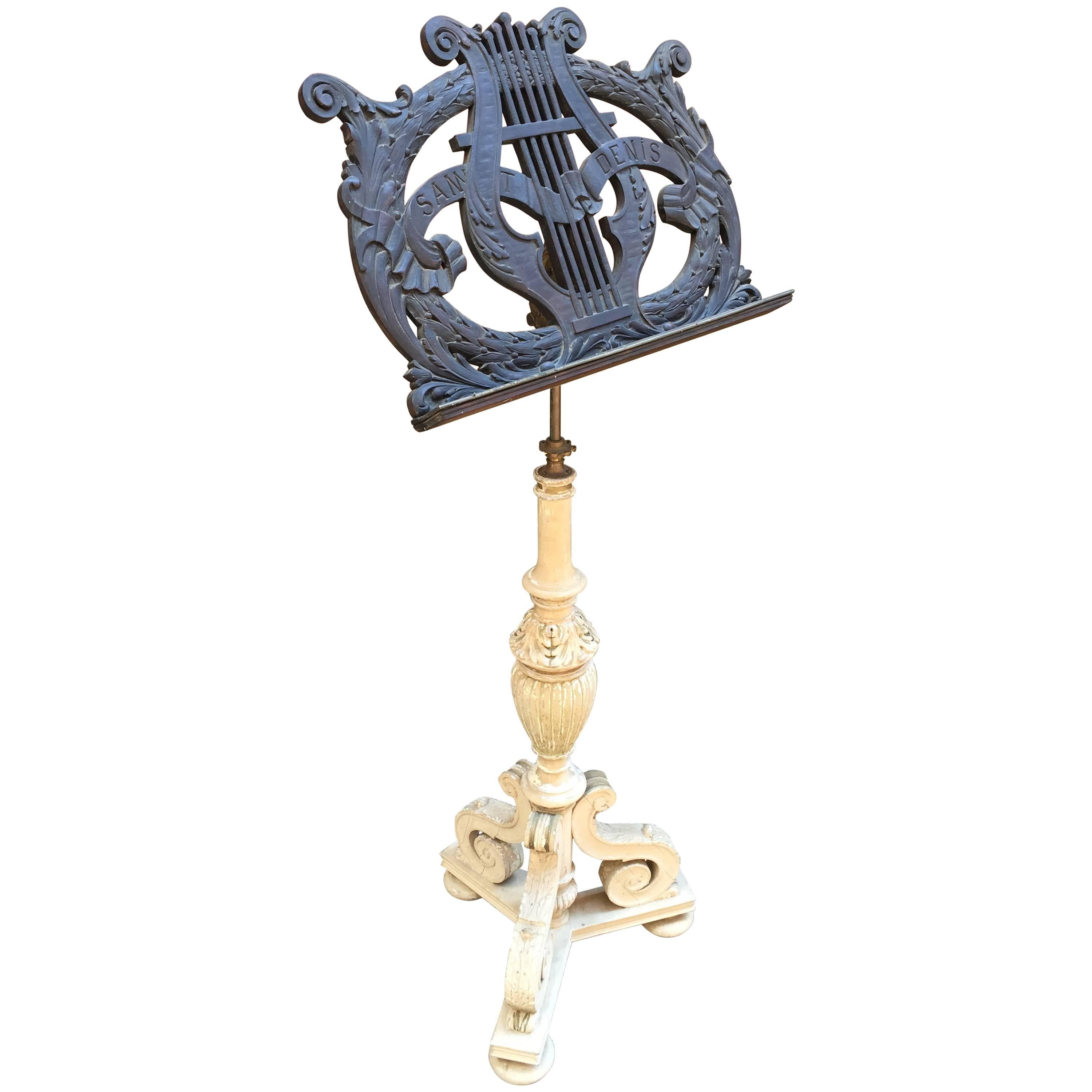 Carved Walnut Saint Denis Music Stand