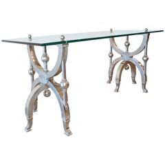 Victorian Goes Modern, Nickel and Glass Occasional Table