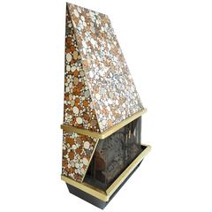 Unusual Mosaic Stone Electric Wall Hung Fireplace, Arvin
