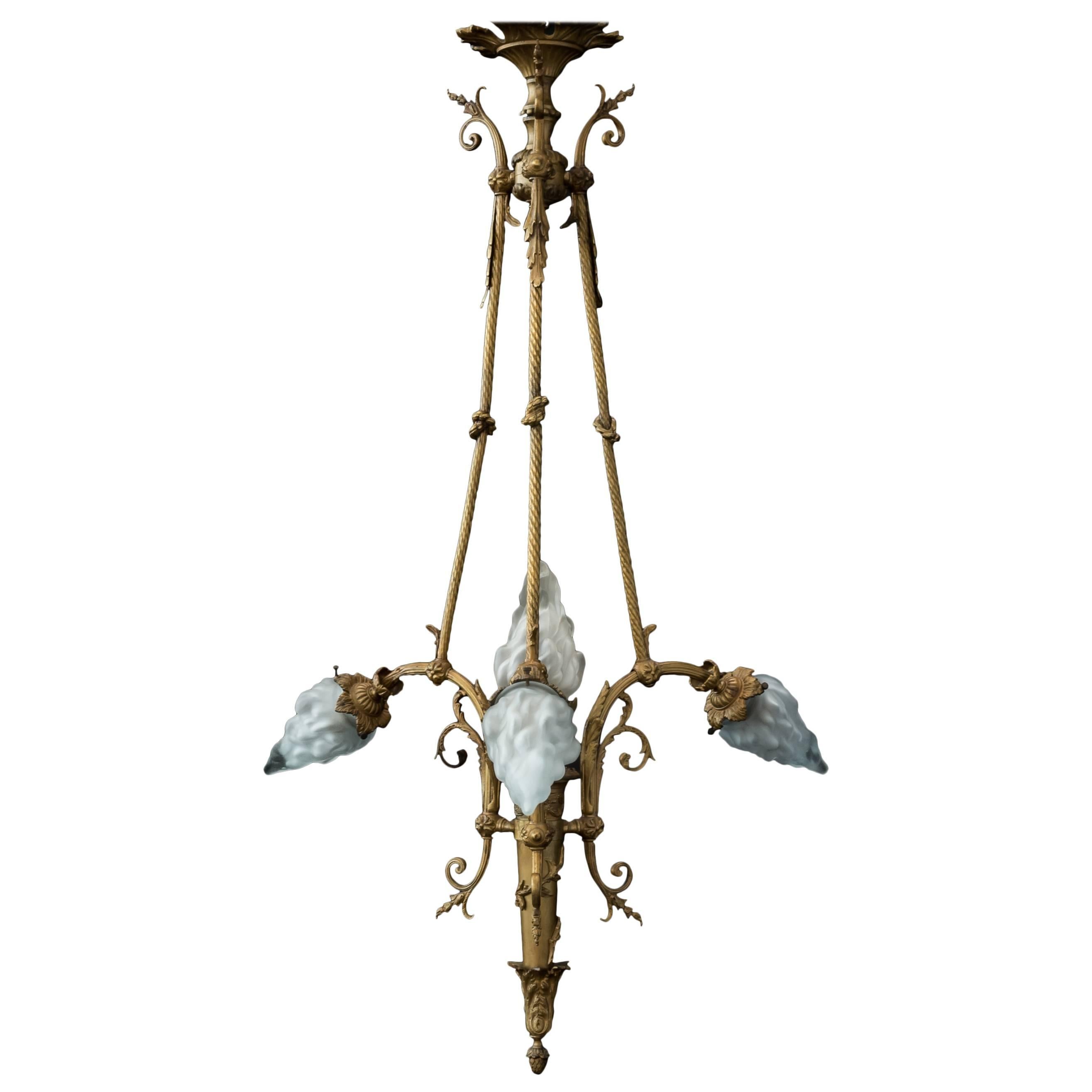20th Century Slim Bronzehall Lamp in Empire Style For Sale