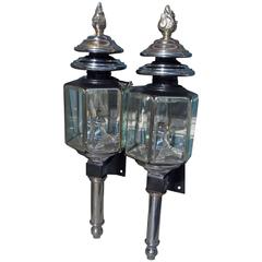 Paire de lanternes de carrosse américaines en maillechort &:: White Mfg. Co:: C. 1830