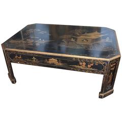 Exquisite Black and Gold Chinoiserie Coffee Table