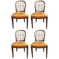 Charming Set of Four French Fruitwood Dining Chairs