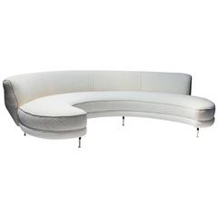 Italian Curved Sofa with Brass Legs