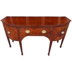 English Hepplewhite Mahogany Inlaid Bow Front Sideboard, Circa 1780